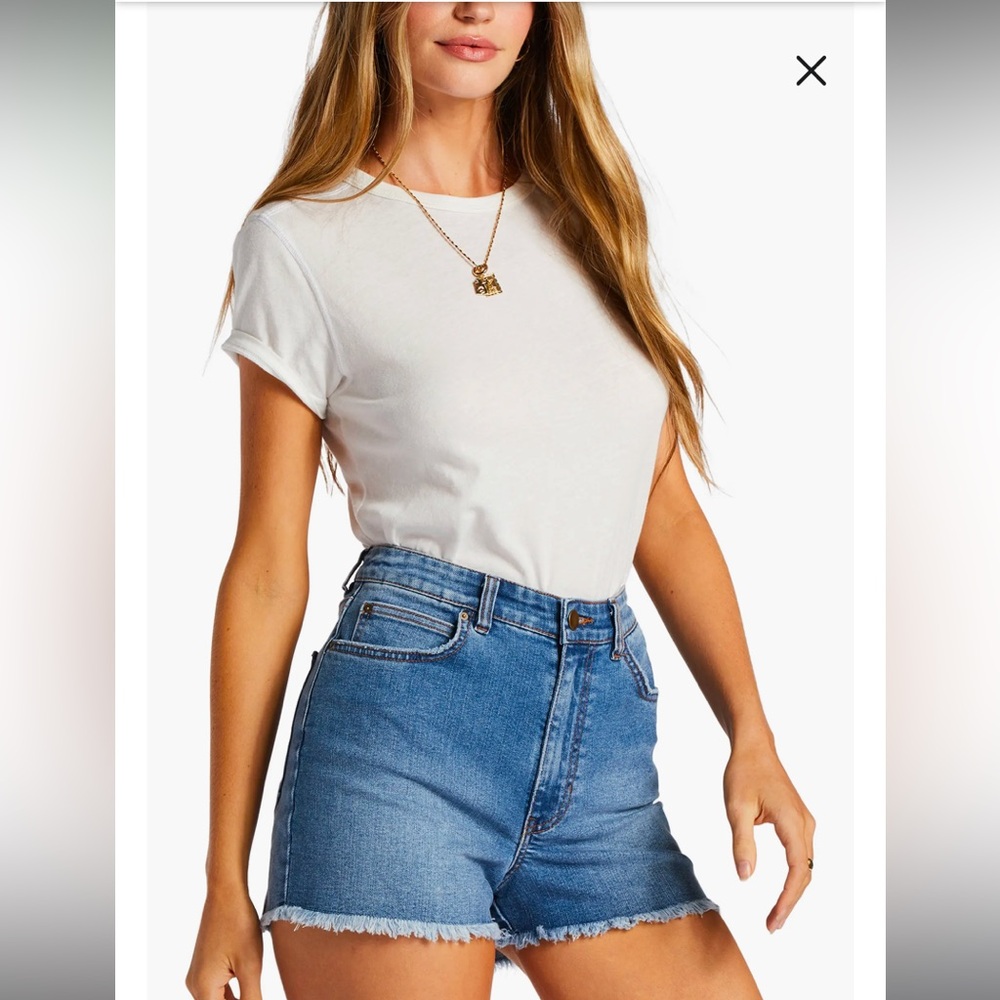 billabong so cheeky high waist denim shorts